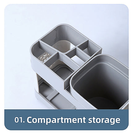 Shelf Cup Set Toothbrush Holder Plastic Stand Storage Racks Toothpaste Bathroom