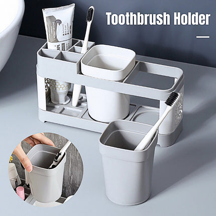 Shelf Cup Set Toothbrush Holder Plastic Stand Storage Racks Toothpaste Bathroom