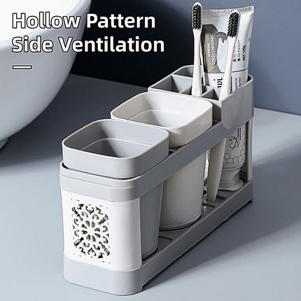 Shelf Cup Set Toothbrush Holder Plastic Stand Storage Racks Toothpaste Bathroom
