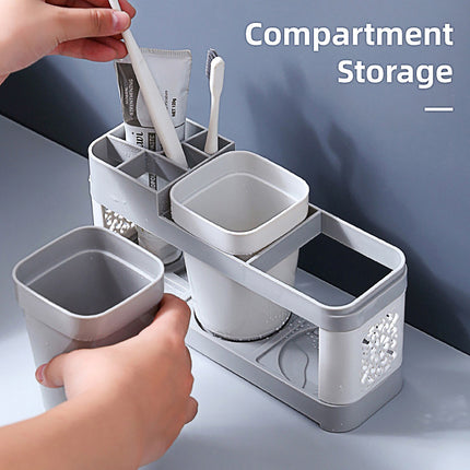 Shelf Cup Set Toothbrush Holder Plastic Stand Storage Racks Toothpaste Bathroom