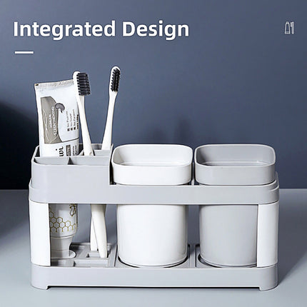 Shelf Cup Set Toothbrush Holder Plastic Stand Storage Racks Toothpaste Bathroom