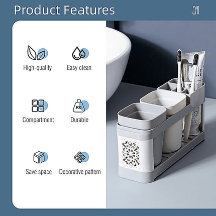 Shelf Cup Set Toothbrush Holder Plastic Stand Storage Racks Toothpaste Bathroom