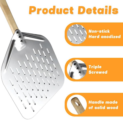 12inch Pizza Shovel with Wood Handle Non-Stick Pizza Peel Shovel Baking Tool