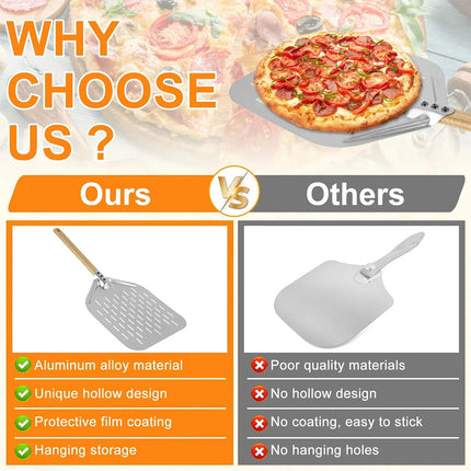 12inch Pizza Shovel with Wood Handle Non-Stick Pizza Peel Shovel Baking Tool