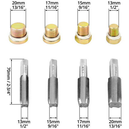 64PCS Oil Pan Drain Plug Thread Repair Kit for Car Truck Motor Engine Repair Use