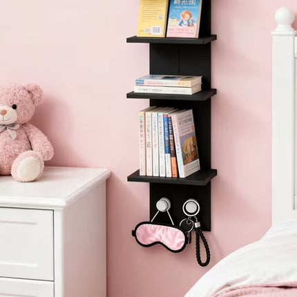 5 Tier Wall-Mounted Shelf Black for Home Living Room Storage Use