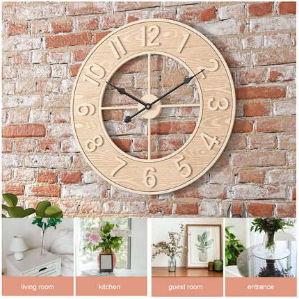 Living Room Wooden Clock Home Silent Clock Wall Mounted For Home Decoration