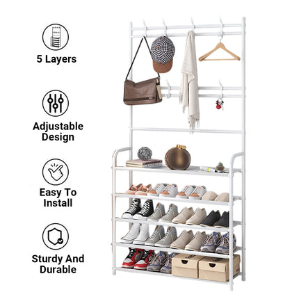 Integrated Coat And Shoe Storage Rack All In One Space Saving Sturdy Durable