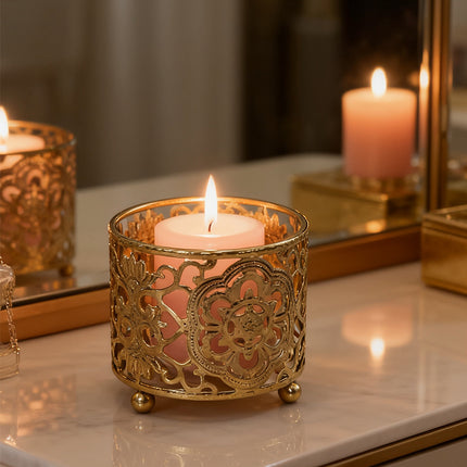 4PCS Hollow Candle Tray Iron Cutout Romantic for Home Wedding Party Decor Use