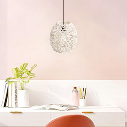 Paper Rope Pendant Light New Chinese Style Rattan-Like Lampshade Lamp 15x15cm