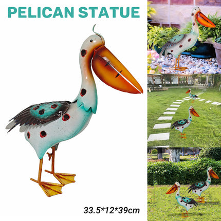 Iron Pelican Statue Garden Decoration for Outdoor Yard Patio Lawn Porch Ornament