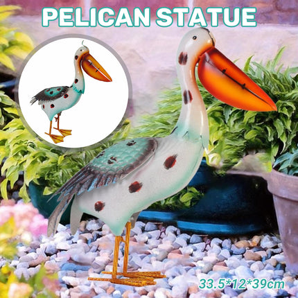 Iron Pelican Statue Garden Decoration for Outdoor Yard Patio Lawn Porch Ornament