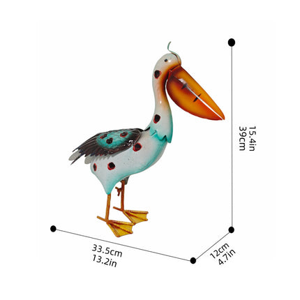 Iron Pelican Statue Garden Decoration for Outdoor Yard Patio Lawn Porch Ornament