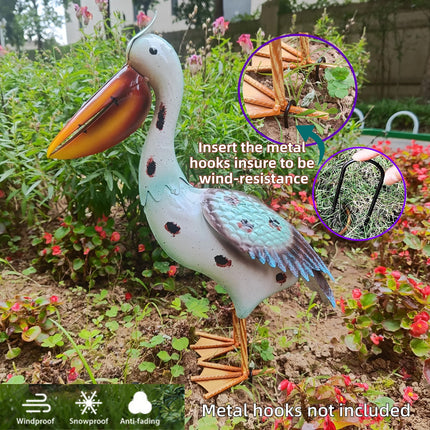 Iron Pelican Statue Garden Decoration for Outdoor Yard Patio Lawn Porch Ornament