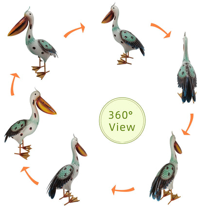 Iron Pelican Statue Garden Decoration for Outdoor Yard Patio Lawn Porch Ornament