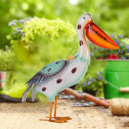 Iron Pelican Statue Garden Decoration for Outdoor Yard Patio Lawn Porch Ornament