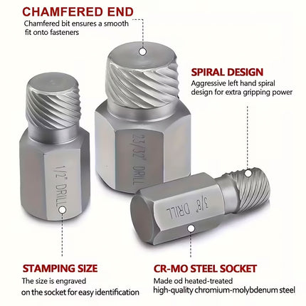 25PCS Damaged Screw Extractor Set Multi-Spline Easy Out Broken Bolt Remover