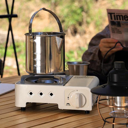1.2L Portable Stainless Steel Camping Kettle Cookware For Hiking Outdoor Picnic