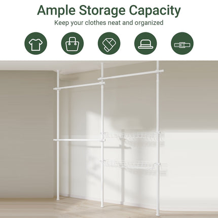 Modular Floor-Standing Clothes Rack Adjustable Height for Home Clothes Storage