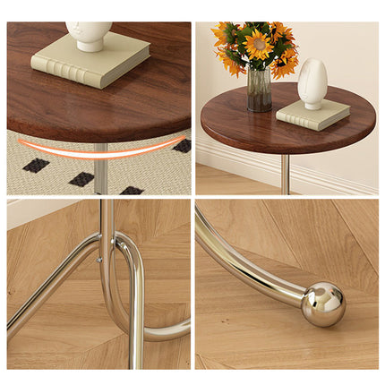 Vintage Style Round Side Table Small Accent Table for Living Room Bedroom Use