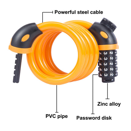 Bike Bicycle Cycling Lock 5 Digit Combination Security Cable Lock Anti Theft