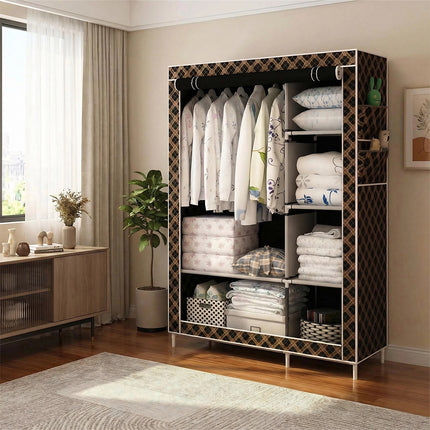 Simple Steel Frame Wardrobe Sturdy Dust-Proof for Clothes Hat Coat Storage Use