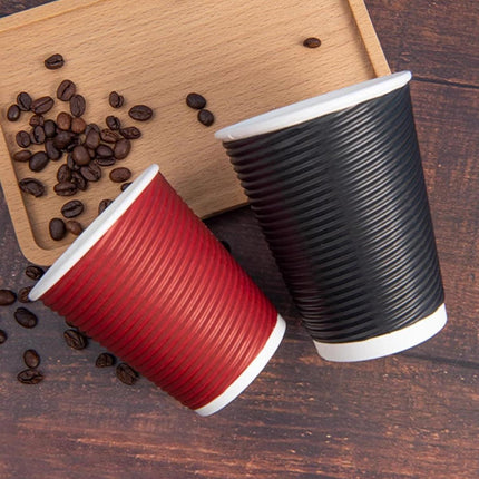 50sets Corrugated Paper Cups Coffee Milk Tea Cups Disposable Hot Drink Cups