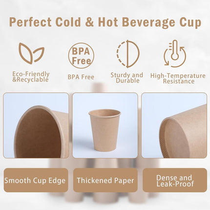 500PCS 9Oz Disposable Paper Cups for Party Coffee Water Hot Cold Use