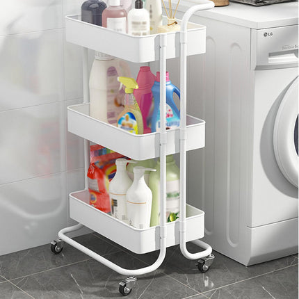 3 Tier Kitchen Bathroom Trolley Cart Steel Storage Rack Organizer with Wheels