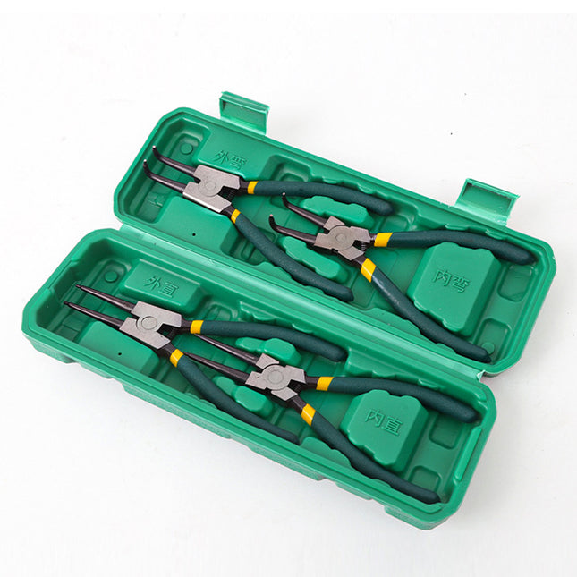 4 Piece Circlip Pliers Set 7 Inch Internal and External Straight and Bent Nose Tools