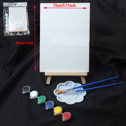 Mini Painting Easel Set DIY Art Kit with Small Canvas Frame Brush and Drawing Board