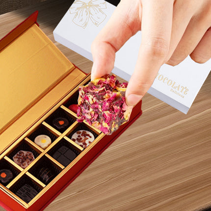 Chocolate Gift Box 5pcs Book Style Clamshell 12 Slot Hardbound Packaging Boxes