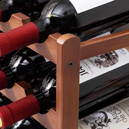 Bamboo Wooden Wine Rack 9 Bottle Organizer Storage Display Stand Home Decor