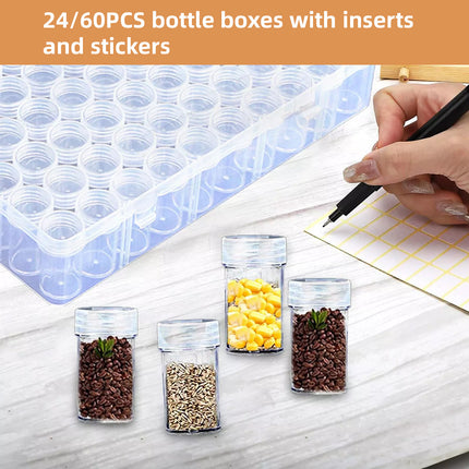 Jewelry Storage Box Set 24 60pcs Round Bottle Organizer For Beads Parts Crafts