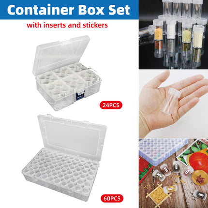 Jewelry Storage Box Set 24 60pcs Round Bottle Organizer For Beads Parts Crafts