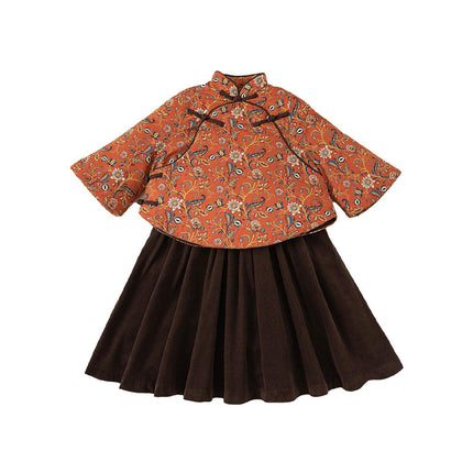 Children's Winter Wear Guofeng Girl's Cotton-padded Overskirt Two-piece Set - Aimall