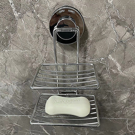 Shower Bar Holder Suction Basket Wall Mounted Stainless Steel Bathroom Soap Dish