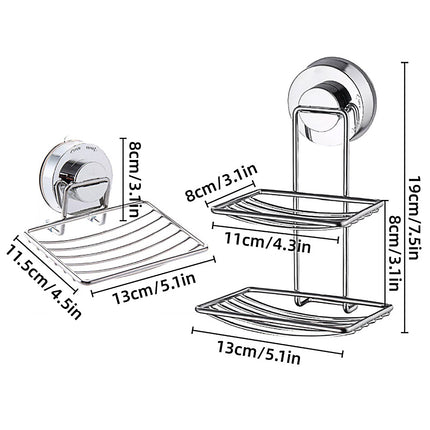 Shower Bar Holder Suction Basket Wall Mounted Stainless Steel Bathroom Soap Dish