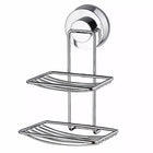 Shower Bar Holder Suction Basket Wall Mounted Stainless Steel Bathroom Soap Dish
