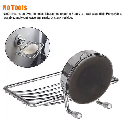 Shower Bar Holder Suction Basket Wall Mounted Stainless Steel Bathroom Soap Dish