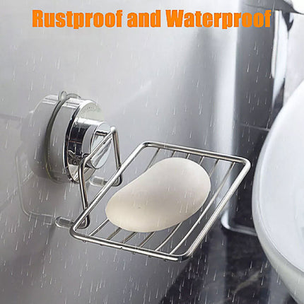 Shower Bar Holder Suction Basket Wall Mounted Stainless Steel Bathroom Soap Dish