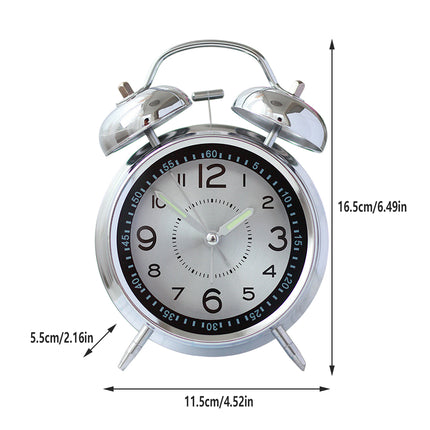 Extra Loud Metal Bell Alarm Clock Rechargeable For Heavy Sleepers Wake-Up