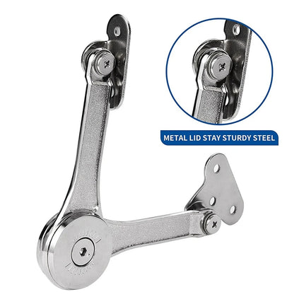 2 PCS Folding Lid Lift Up Stay Support Buffer Stop Hinge Silver With Soft-Close