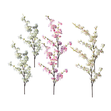 6PCS Artificial 4-Prong Cherry Blossom Branches Decorative for Home Vase Party