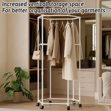 Floor-Standing Rotating Clothes Rack with Wheels Mobile Thickness Steel Pipe
