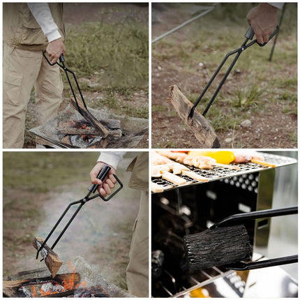 Fireplace Tongs Log Grabber Fire Pit Poker Campfire Wood Stove Barbecue Tool