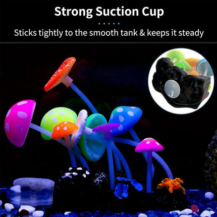 9pcs Simulation Mushroom Fish Tank Decor Fake Plants Aquarium Ornament Set