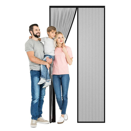 Vertical Stripe Magnetic Screen Door Curtain Anti Mosquito Bug Mesh Hands Free