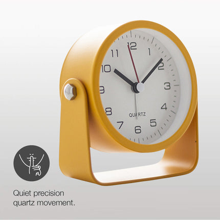 Flip Silent Desktop Small Alarm Clock with Night Light Battery-Powered Durable