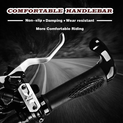 Mountain Bike Handlebar Grips Lock On Horn Style Grip Cover with Bar Ends Pair